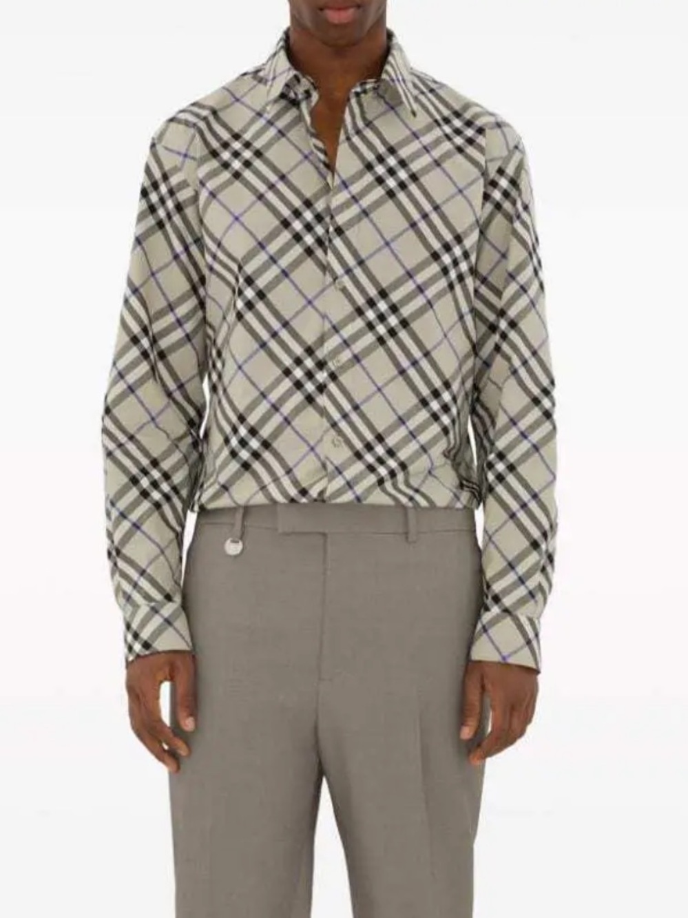 Burberry London Men’s Checked Plaid Cotton Button Long Sleeve Shirt